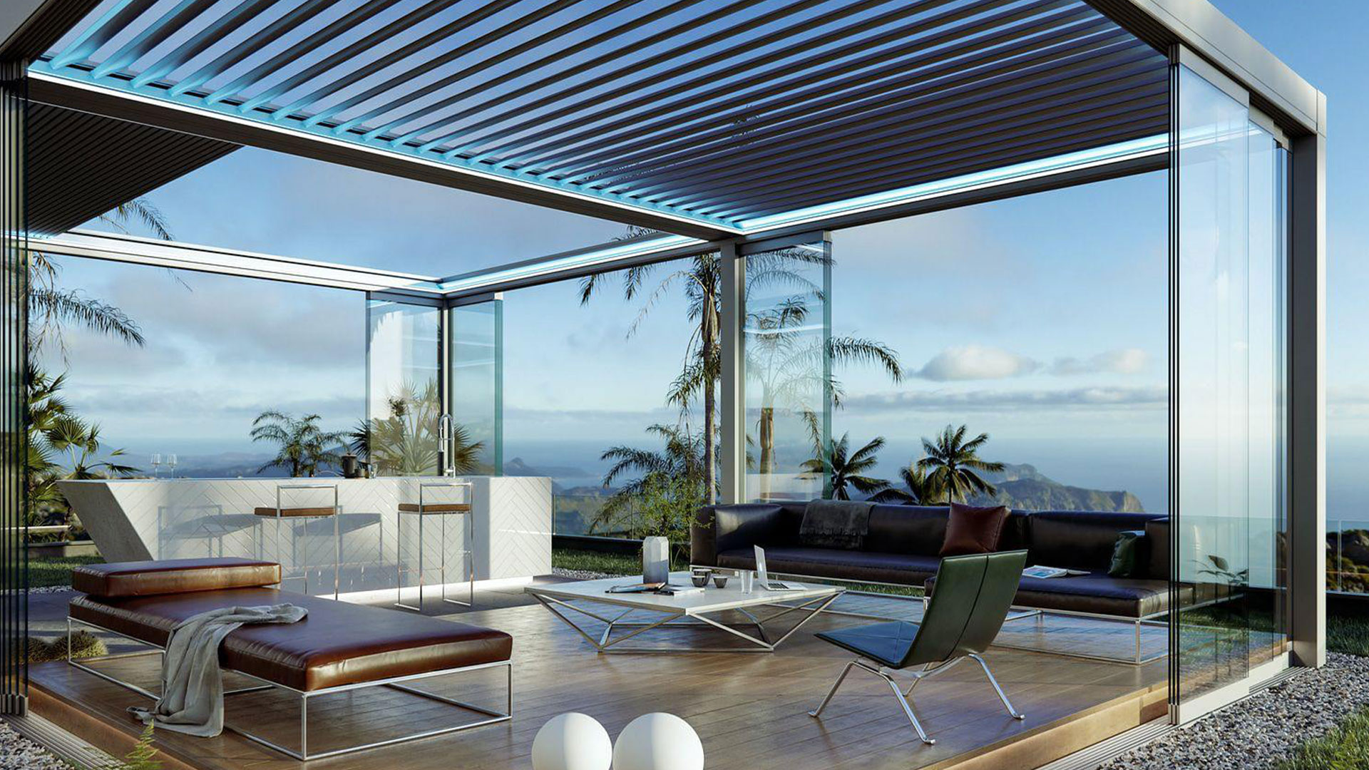 By İva Alüminyum, Güzelbahçe Alüminyum Doğrama, Otomatik Panjur, Zip Perde, Bioclimatic Pergola, Rolling Roof Pergole, Giyotin Ve Cam Balkon Sistemleri, Alüminyum Ve Cam Korkuluk Sistemleri imalat ve satışı